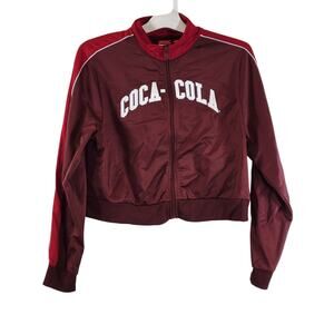 Coca-Cola Zip Up Long Sleeve Jacket, Maroon, Size L, NWT